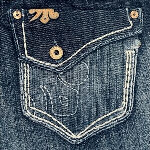 Buckle MEK Dnm Jeans 25 Blue Capri Khora Low Rise Stretch Denim Thick Stitch